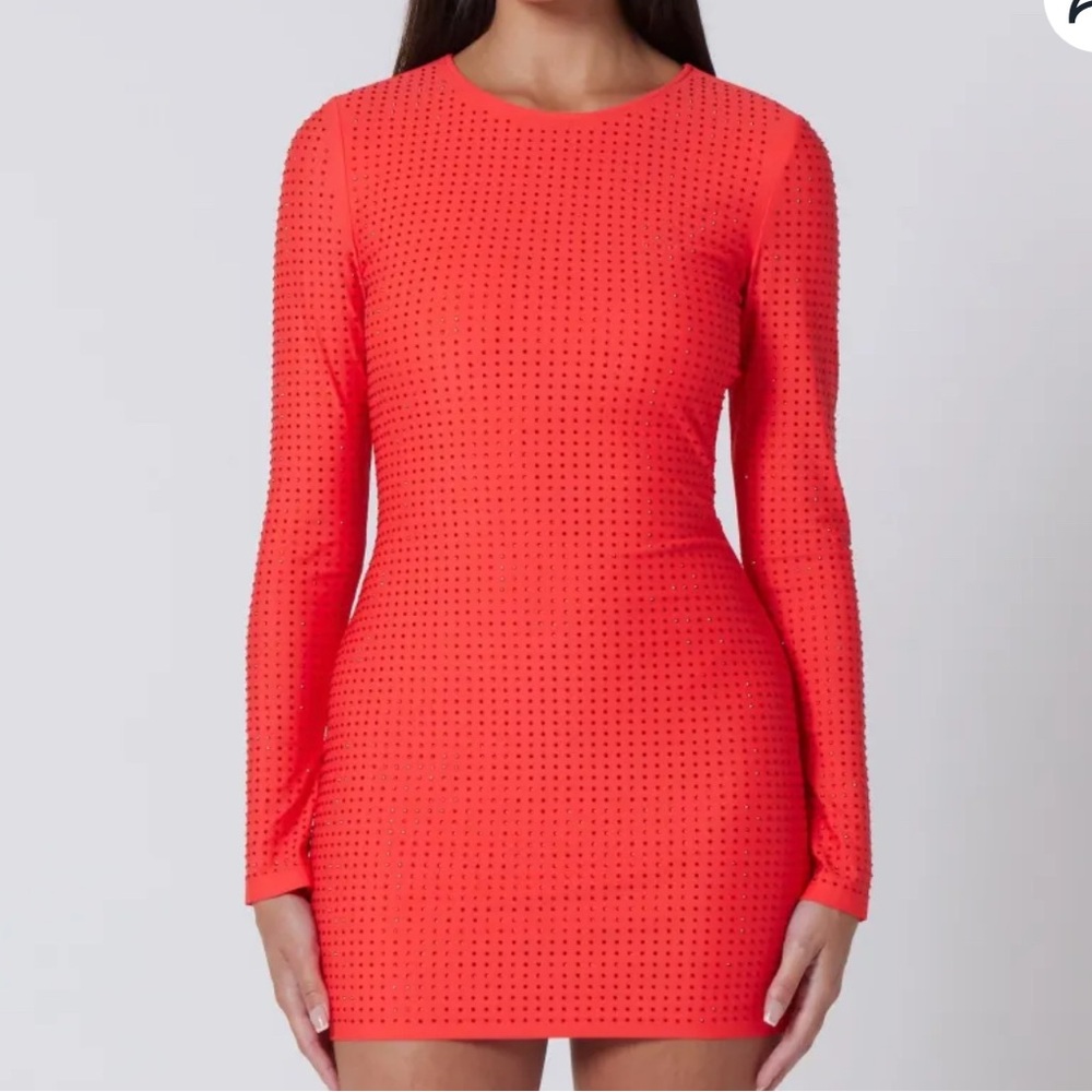 Vibrant Orange Long Sleeve Mini Dress